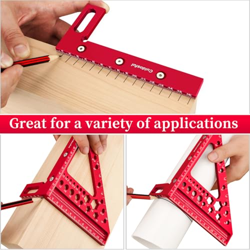 6.5'' Metric 3D Multi-Angle Measuring Ruler, Aluminum Carpenter Square for Woodworking, 15°-90° Layout Tool, Drawing Line Ruler for Precise Marking and Cutting(mm)