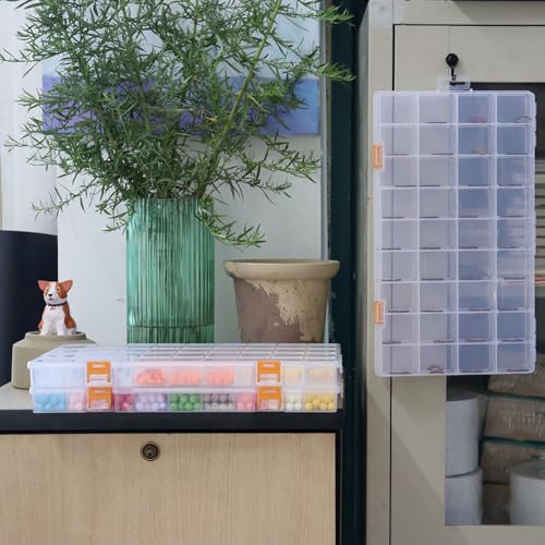 3 Pack 36 Grids Clear Plastic Storage Box with Dividers, Transparent Organizer Container Case for Small Parts, Bead, Button, Jewelry, Diamond, Craft Supplies,Sewing Kit, DIY Accessories - size: 36 Grids