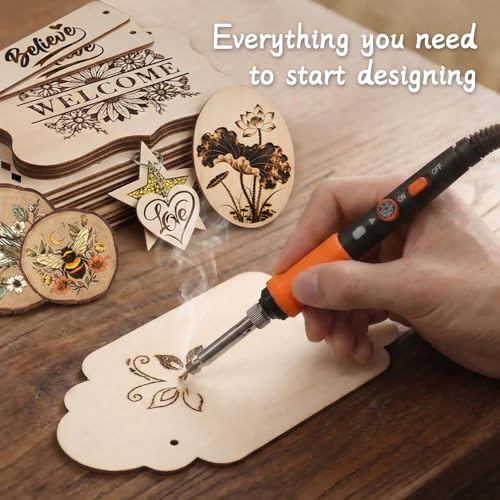 Zeadylaris Wood Burning Kit for Beginner- 156Pcs All-in-One Wood Burning Tool Pen Adjustable Temperature Wood Burner Kit Crafts Gifts for Adults & Teens DIY Paintings Dog Name Doorplate Decorations