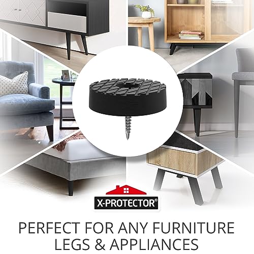 X-Protector Screw On Rubber Feet - 32 PCS 0.7" - Non Slip Furniture Pads - size: 0.7"