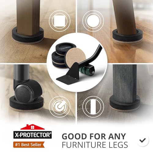 X-Protector Felt Furniture Sliders for Hard Floors & Furniture Lifter Tool