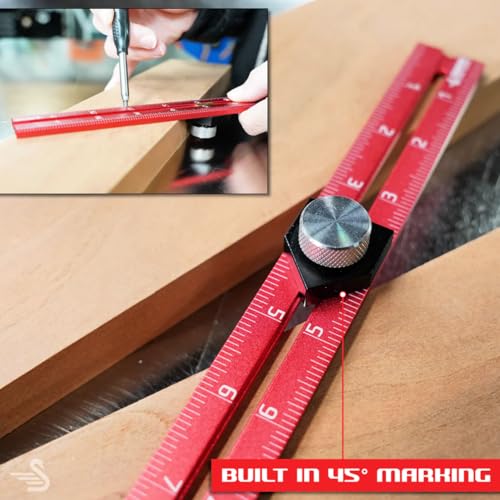 RED Tail Offset Ruler, Woodworking Straight Edge, 8”