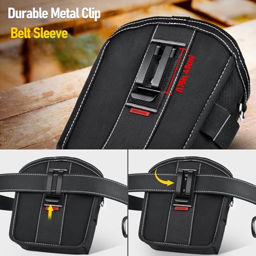 Tool Pouch Nails Screws Bag with Belt Clip (XL, Black) - color: Black
