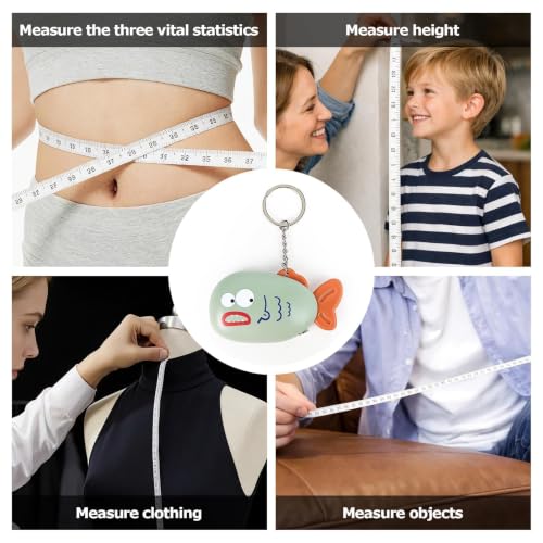 Cute Pink Fish Fashion Measuring Tape 79", Sewing Gifts w/Keychain - color: A6-Pink Fish