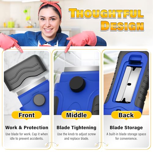 DIYSELF 2 Pack Razor Blade Scraper Tools with 30 Blades, Glass Scrapers - color: Blue, size: 2 Pack