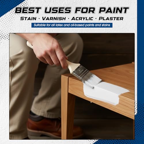 12 Pack Angle Sash Paint Brushes Treated Easy to Grip Wood Handle Synthetic Bristles Smooth Finishes Paint Brushes for Stain Wall Trim Painting Furniture(2 Inch) - size: 2 Inch
