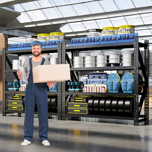 Heavy Duty Metal Shelving Units, Garage Shelves & Storage System - size: 71"W x 24"D x 69"H