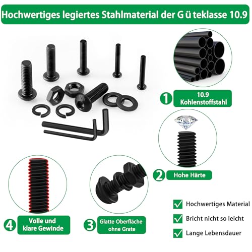 1500PCS Screw Assortment Kit, M2-M6 10.9 Alloy Steel Hex Button Cap Bolts - size: M2 M3 M4 M5 M6 1500pcs 2