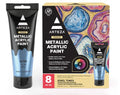 Arteza Metallic Acrylic Paint, Set of 8 Jewel Tones Colors in 4.06oz Tubes, Rich Pigments, Non Fading, Paints for Artists and Hobby Painters - style: 8 x 120ml (4.06 fl oz) Jewel
