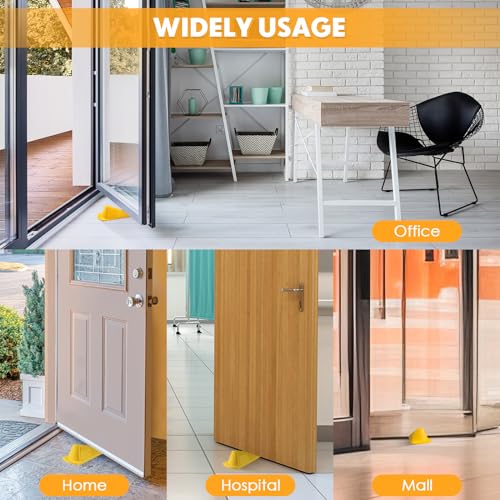 Frienda 2 Pcs Heavy Duty Rubber Door Stops Wedge Stackable,Yellow - color: Yellow