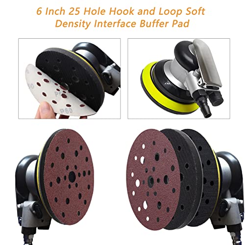 5 Pack 6 Inch 25 Holes Hook and Loop Interface Pads for Orbital Sander - size: 6 inch 25 Hole - 5 Pack