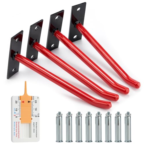 Sinoer 10 Inch Wall Mount Steel Tire Hooks, 4 Pack Red - color: 4 Pack – Red