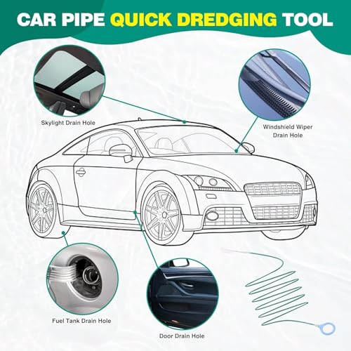 Car Sunroof Drain Cleaning Tool,78 Inch Extra Long Drain Cleaning Brush Flexible Drain Cleaning Tool for Car,Car Sunroof Drain Hole Cleaner for Drains, Sewers, Windshields