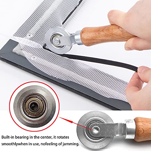 BAYTORY 3Pcs Screen Tool, Window Screen Spline Roller Tool with Wooden Handle and Steel/Nylon Bearing Wheels, Mesh Screen Door Repair Kit Easy to Use - style: Nylon & Stainless Steel