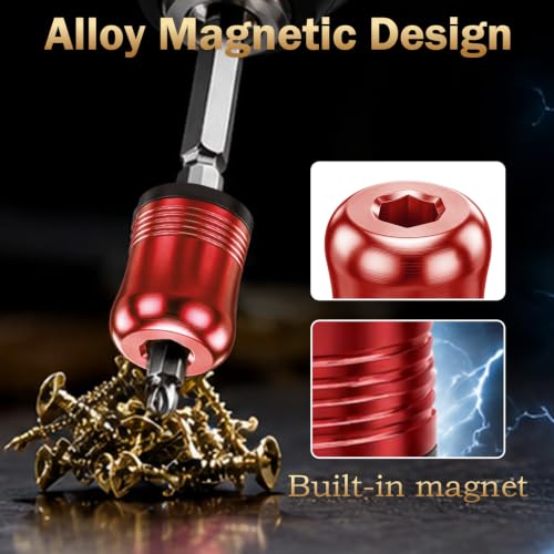 3Pcs Screwdriver Head Magnetic Ring Threaded, High Hardness Alloy Screw Holders with Serrated Locking, Anti-Slip Bit Collars for Hex Screwdrivers, Impact Drivers & Power Bits