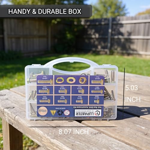 540 pcs Metric Bolt and Nut Set - M5/M6/M8 Class 8.8 Heavy Duty Hexagon Bolts and Nuts Assortment Kit with Yellow Zinc Plated Coating - size: M5/M6/M8