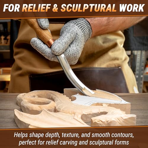 BeaverCraft Wood Carving Gouge 7L/22 Spoon Carving Tools, Chisels - Bowl Gouge, Wood Curved Chisel - Whittling Spoon Knife