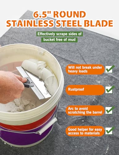 ROLLINGDOG 6.5 inch Drywall Bucket Scoop Stainless Steel - color: 6.5 Inch