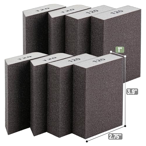 Bates- Sanding Sponge, 8 pcs, 120 Grit, Washable and Reusable, Sandpaper Block, Sanding Blocks for Wood, Sanding Pad, Drywall Sanding Block, Drywall Sanding Sponge - size: 8 Pack, 120 Grit