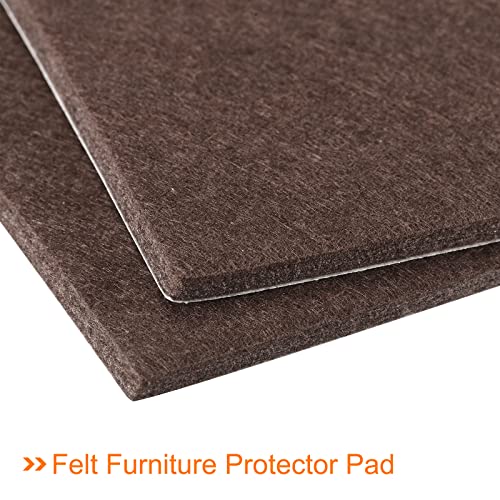 uxcell Felt Furniture Pads, 8-inch x 6-inch Self Adhesive Cuttable Anti Scratch Square Floor Protectors for Furniture Legs Hardwood Floor, Brown 8Pcs - size: 8-inch x 6-inch