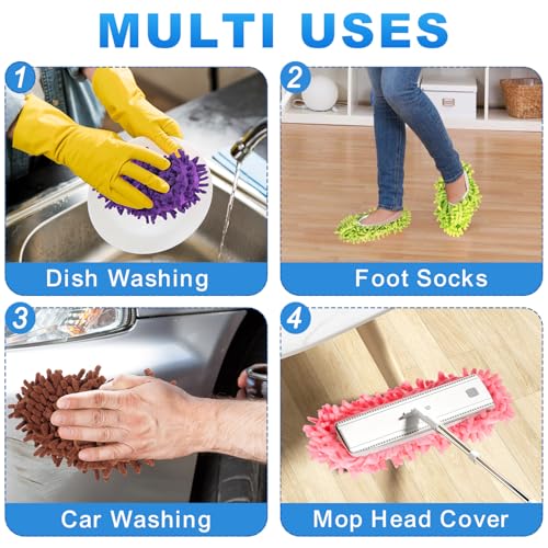 Mop Slippers Shoes 15 Pairs (30 Pieces) - Microfiber Cleaning House Mop Slippers, Floor Cleaning Tools Shoe Cover, Soft Machine Washable Reusable Microfiber Foot Socks for House Kitchen Office - color: 15 Pairs, 30 Pieces, 5 Colours