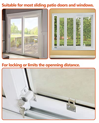 Lock, 2 Pack Sliding Door Window Lock, Push-in Key Lock, Patio Door Locks for Home Office Classroom (White)