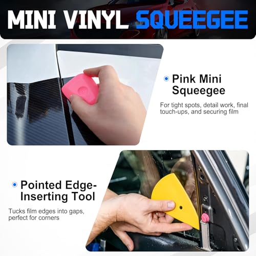 SINGARO Car WindowTint Kit, 9PCS Vehicle Glass Protective Film Wrapping Installation Set, Auto Vinyl Wrap Tinting Tools Included Vinyl Squeegee, Felt Squeegee, Cutter with Replacement Blades - color: 9pc