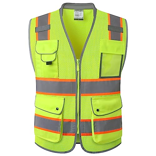 JKSafety Hi Vis Safety Vest for Men Women Cushioned Collar JK101 Yellow M - color: Jk101-yellow, size: Medium