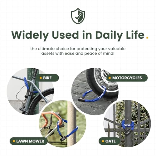 Titanker Bike Chain Lock with Keys, 3.3 Feet Security Heavy Duty Anti-Theft Bicycle Chain Locks for Bike, Motorcycle, Bicycle, Door, Gate, Fence, Grill (6mm, 8mm, 10mm Thick Chain) - color: Blue-6mm Chain