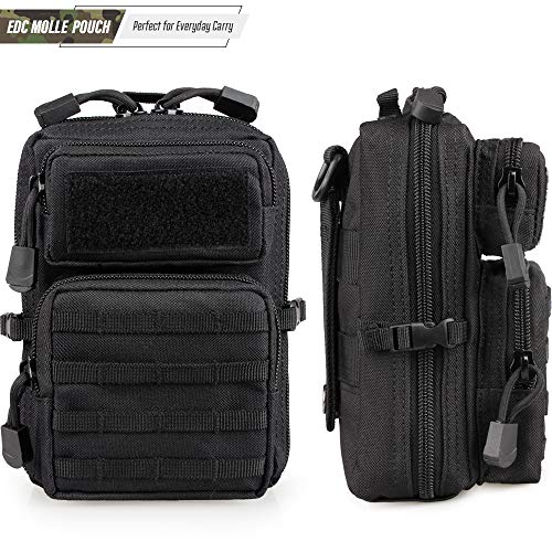 LIVANS Tactical Molle Utility Pouch, EDC Tool Pouch, Small Admin Pouch - color: Black