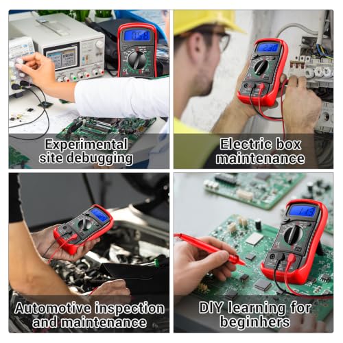 ANENG Digital Multimeter with Case, AC/DC Voltmeter, Ammeter and Ohmmeter - color: Red