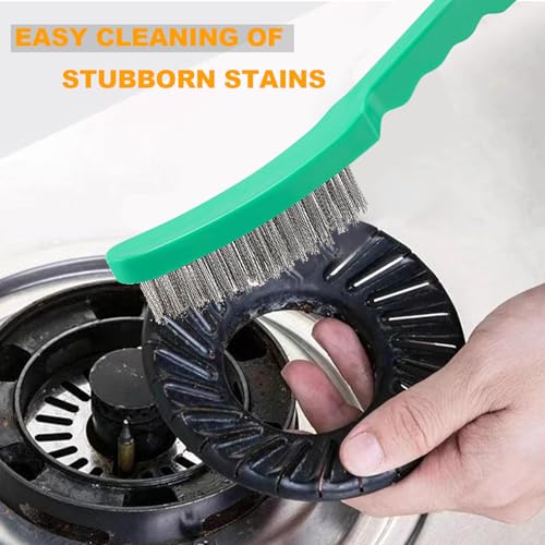 Wire Scratch Brush Set Heavy Duty Stainless Steel Wire Brushes Deeping Cleaing for Paint Removal Welding Slag Rust Solder Scale (Green, 2 pcs)