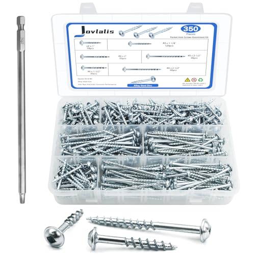 Pocket Hole Screws 350 PCS, 5 Sizes #8 x 1 to 2-1/2" Coarse Thread Wood - color: 350PCS(Zinc Coated)