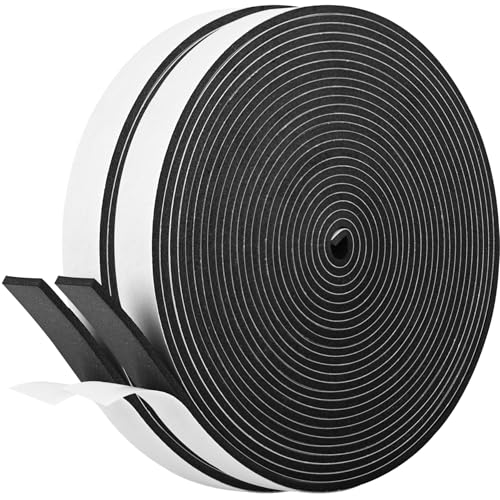 Self Adhesive Foam Tape Weatherstrip 1/2In x 1/4In x 52Ft High Density Foam Insulation Strips Foam Seal Weather Stripping with Strong Adhesive for Door and Window Sound Isolation Soundproofing - size: 1/2in x 1/4in x 52Ft