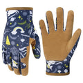 HANDLANDY Kids Leather Gardening Gloves, Kid Work Gloves, Blue, M - color: Blue (1 Pair), size: Medium (Age 5-7)