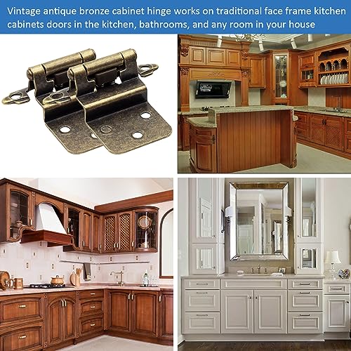50 Pack (25 Pairs) 3/8 Inch Inset Antique Brass Hinges Self Closing - color: Antique Brass, size: 50 Pack (25 Pairs)