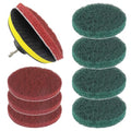 5 Inch Scrub Drill Brush Power Scouring Pads Household Cleaning Set for Kitchen Bathroom 4 Red Pads 4 Green Pads 1 Drill Attachment and 1 Universal Shaft