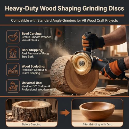 3Pcs Tungsten Carbide Cutting Wheel for Angle Grinder, Heavy Duty Wood Carving Disc Set for Cutting Shaping Sanding, Fits 4" & 4-1/2" Grinders