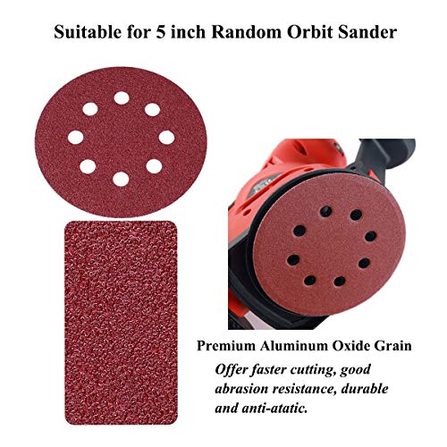 5-Inch 8-Hole Hook & Loop Sanding Discs 40-400 Mixed Grits, 105-Pack - style: 40-400 Grit,105-Pack