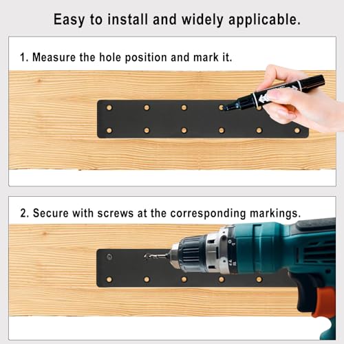 6packs Straight Steel I Shape Flat Plate,Heavy Duty Mending Plate 10.8"x2" for Wood DIY Projects - Large Connector Brace,Post to Beam Connectors Repair Bracket,Joining Brackets
