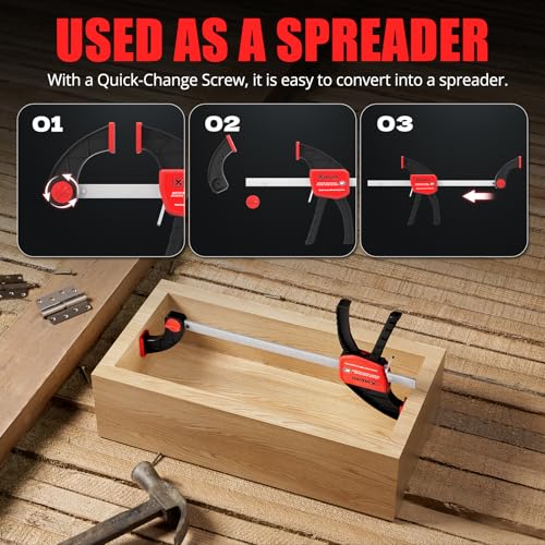 XINQIAO Bar Clamps for Woodworking 6 Inch (4) Wood Clamps Set, One-Handed Spreader with 150 LBS for Stable and Reliable Fixing Solutions