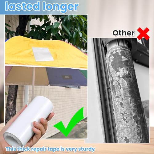 Waterproof Repair Tape for Vinyl, RV Awning, Plastic, Boat Cover, Tarp,Tent - color: White, size: 6 inch x 10FT