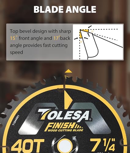 TOLESA 7-1/4 Circular Saw Blades, 40T for Woodworking, 3-Pack - size: 7-1/4'', style: 40T