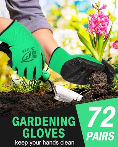 Potchen 72 Pairs Garden Work Gloves Bulk Pack for Men and Women - color: Green