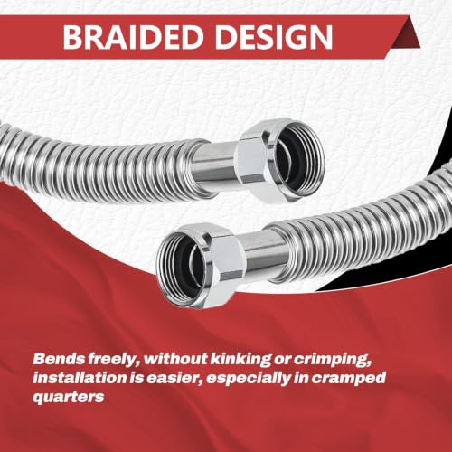 2piece EFIELD Flexible SS Corrugated Hose Connector,1" FIP x24"Length - size: 24"L(1" FIP)