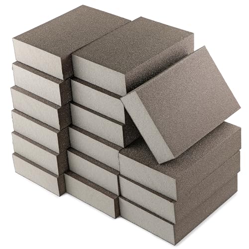 16Pcs 220 Grit Sanding Blocks, Jamiikury Sanding Sponge Washable and Reusable, Wet Dry Sandpaper Sponge for Wood Metal FurniturePaint and Drywall - size: 220 Grits