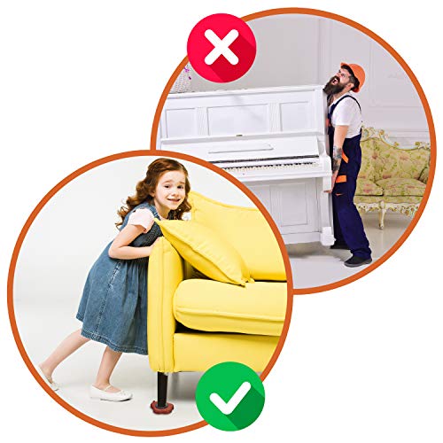 Heavy Duty Furniture Lifter with 4 Sliders for Easy and Safe Moving, Appliance Roller Suitable for Sofas, Couches and Refrigerators, Adjustable Height (Load Capacity: 660lbs Per Wheel) Brown - color: Brown