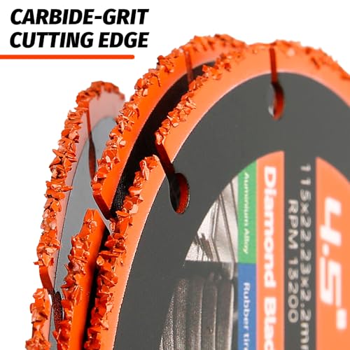 LOZLIN 2-Pack 4.5" Diamond Woodworking Saw Blades - Nail-Embedded Hardwood Cutting Discs for Angle Grinders, Circular Tooth Design for Oak/Teak/PVC/Alloy