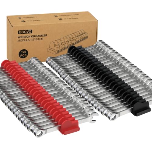 EGOVO 120 pcs Modular Wrench Organizer for Tool Drawers (Black & Red) - color: Black & Red