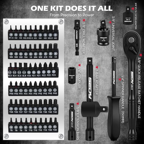Premium 132-Piece Mechanics Tool Set, SAE/Metric 1/4" & 3/8" Drive Socket Set, Ratcheting Wrenches, Extensions & Adapters, Quick-Release Ratchet, Professional Auto Repair Tool Kit with Storage Case - style: New Version